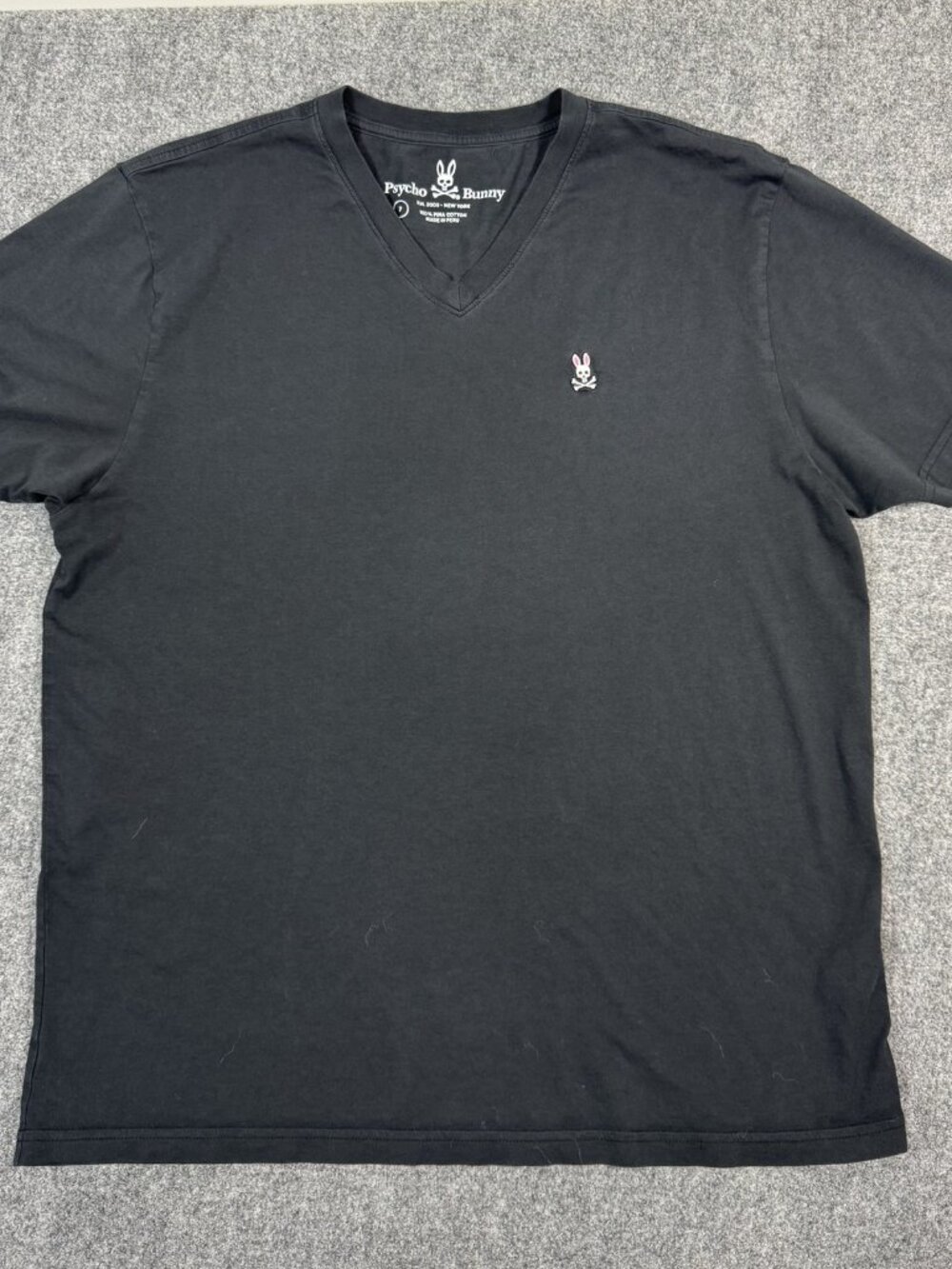 Psycho Bunny Classic V-Neck Pima Cotton Tee Black Men's XL Size 7 WP-008